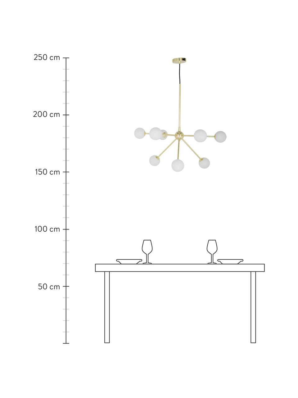 Große Pendelleuchte Space, Baldachin: Metall, vermessingt, Goldfarben, B 81 x T 71 cm