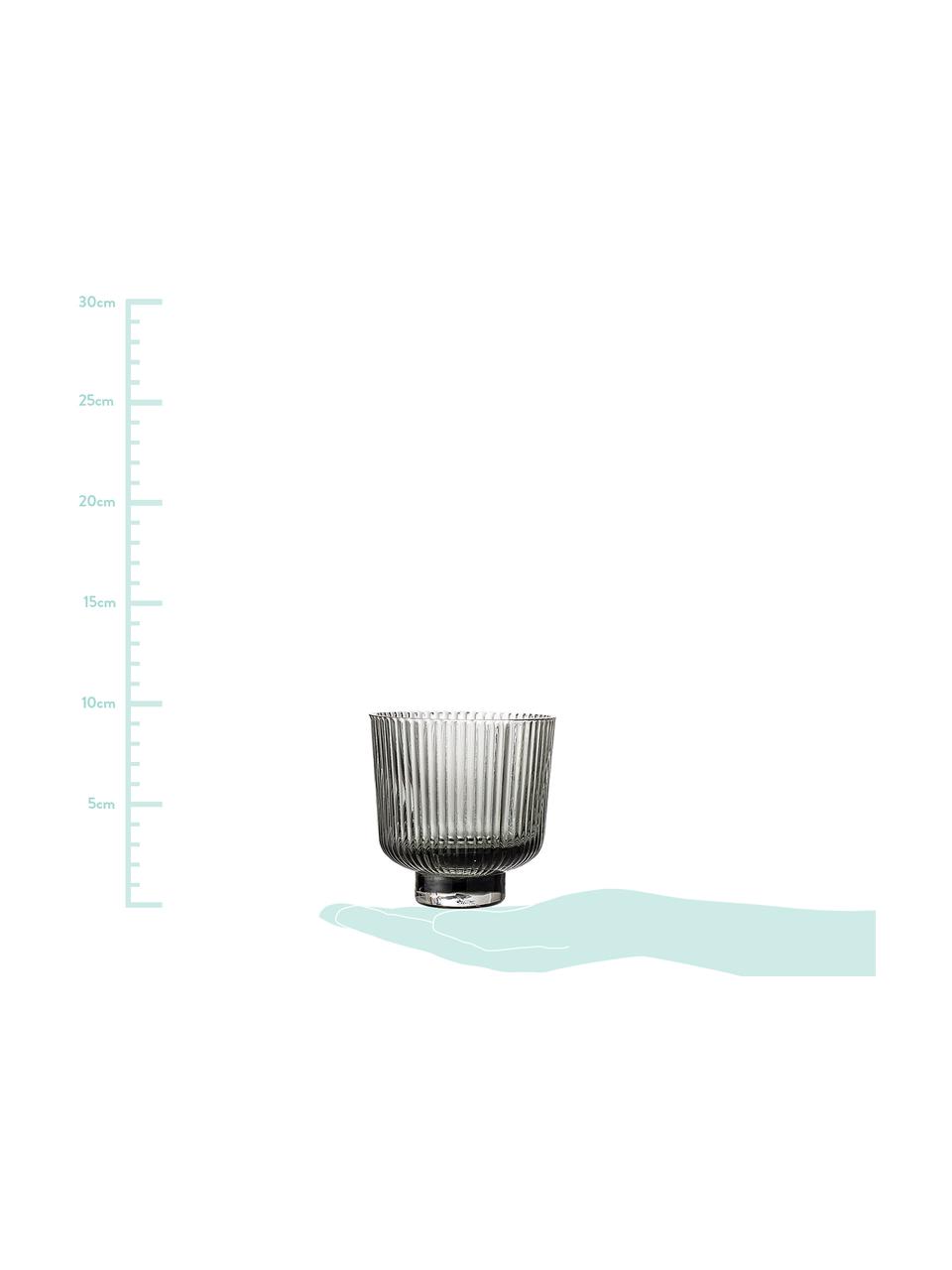 Teelichthalter Vaclav, 2 Stück, Glas, Grau, Ø 9 x H 9 cm