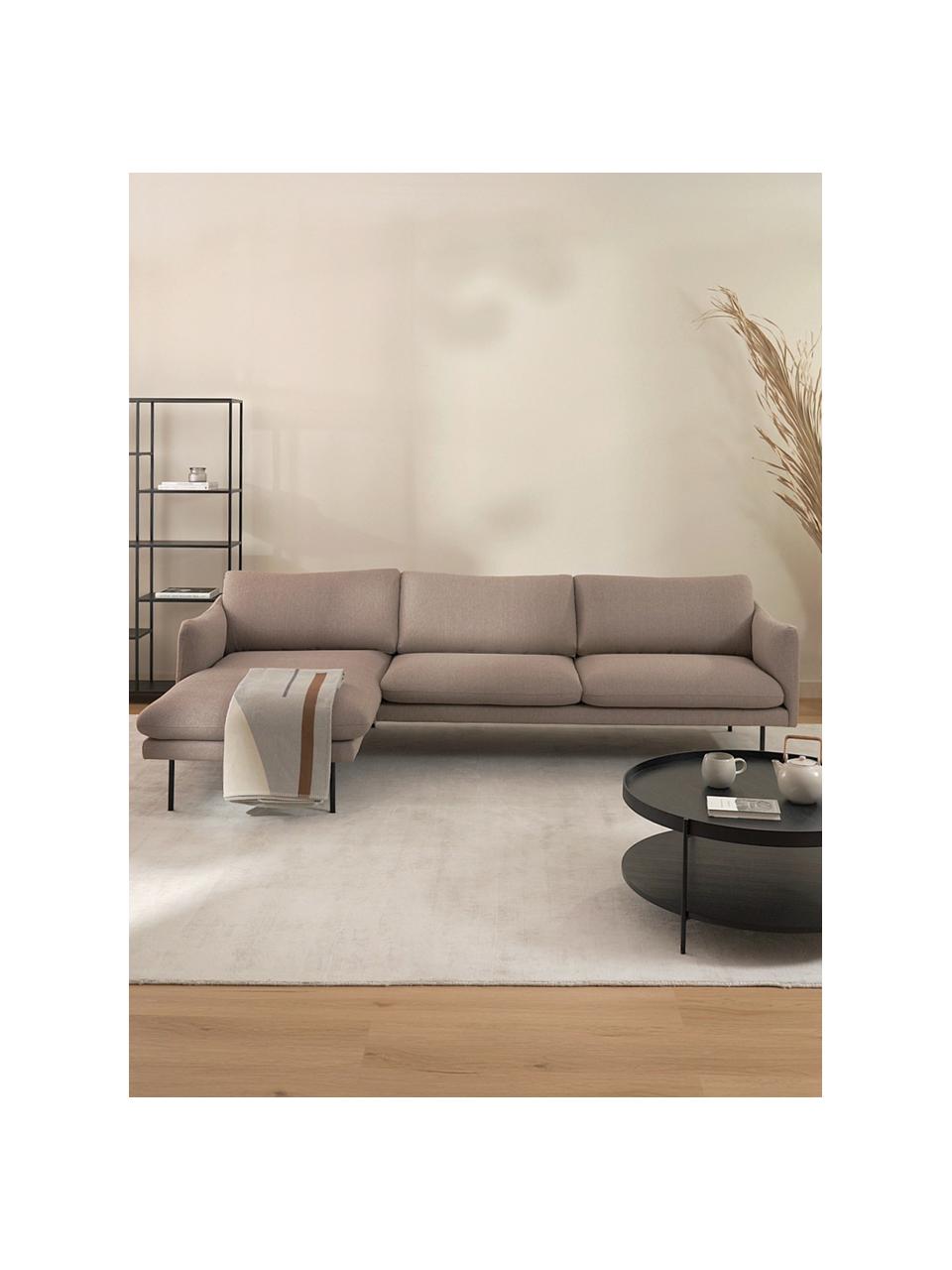 Divano angolare Moby, Rivestimento: poliestere Con 35.000 cic, Struttura: legno di pino massiccio, Piedini: metallo verniciato a polv, Tessuto beige, Larg. 280 x Prof. 160 cm, chaise longue a sinistra