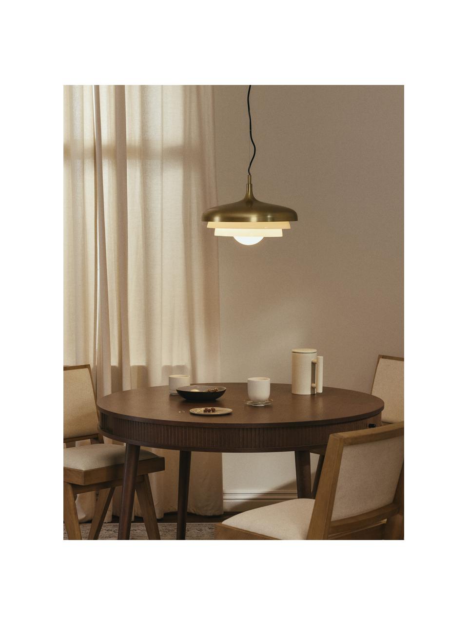 Lámpara de techo Enzo, Pantalla: vidrio, Cable: cubierto en tela, Blanco, dorado, Ø 40 x Al 20 cm
