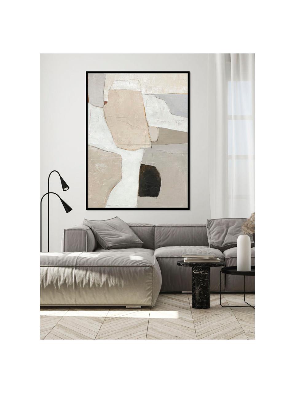 Impression sur toile peinte à la main encadrée Accurate, Multicolore, larg. 92 x haut. 120 cm