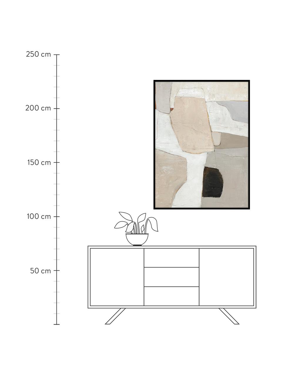 Handbeschilderde canvasdoek Accurate met houten frame, Lijst: eikenhout, gecoat, Meerkleurig, B 92 x H 120 cm