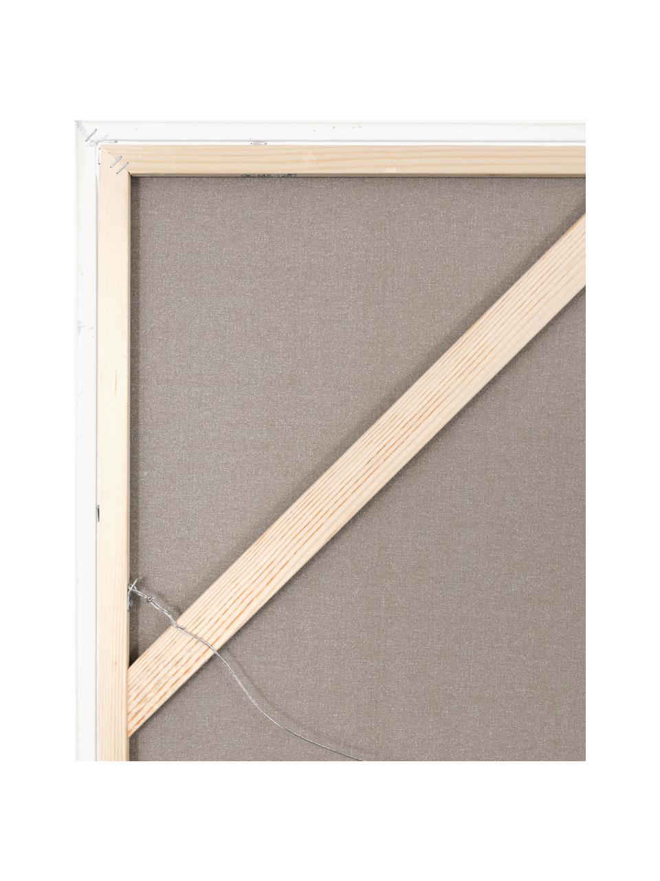 Quadro su tela dipinto a mano con cornice in legno Accurate, Cornice: legno di quercia, rivesti, Tonalità beige e grigie, Larg. 92 x Alt. 120 cm