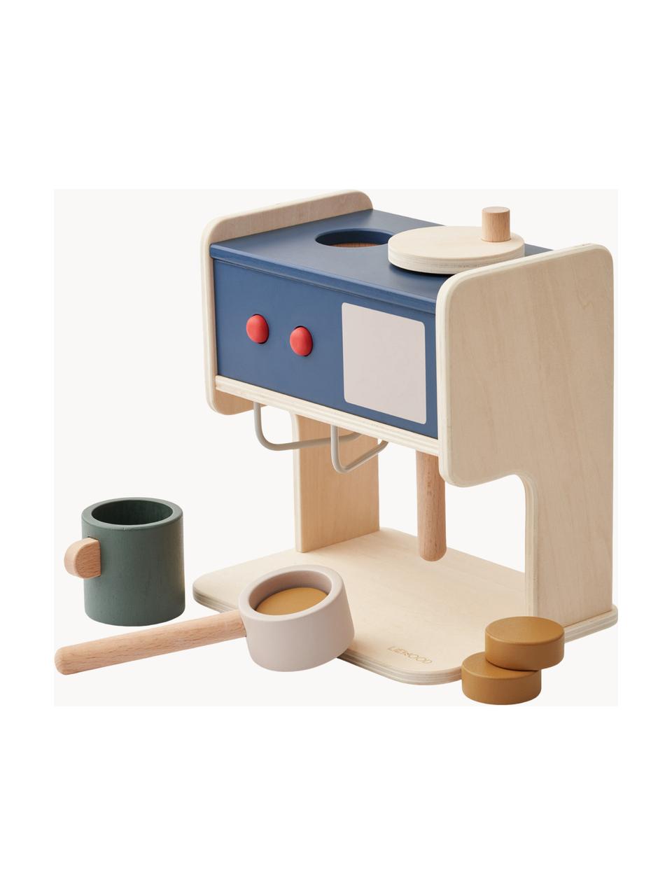 Set macchina da caffè giocattolo Titouan, 7 pz, Legno chiaro, grigio blu, verde scuro, Larg. 20 x Alt. 22 cm