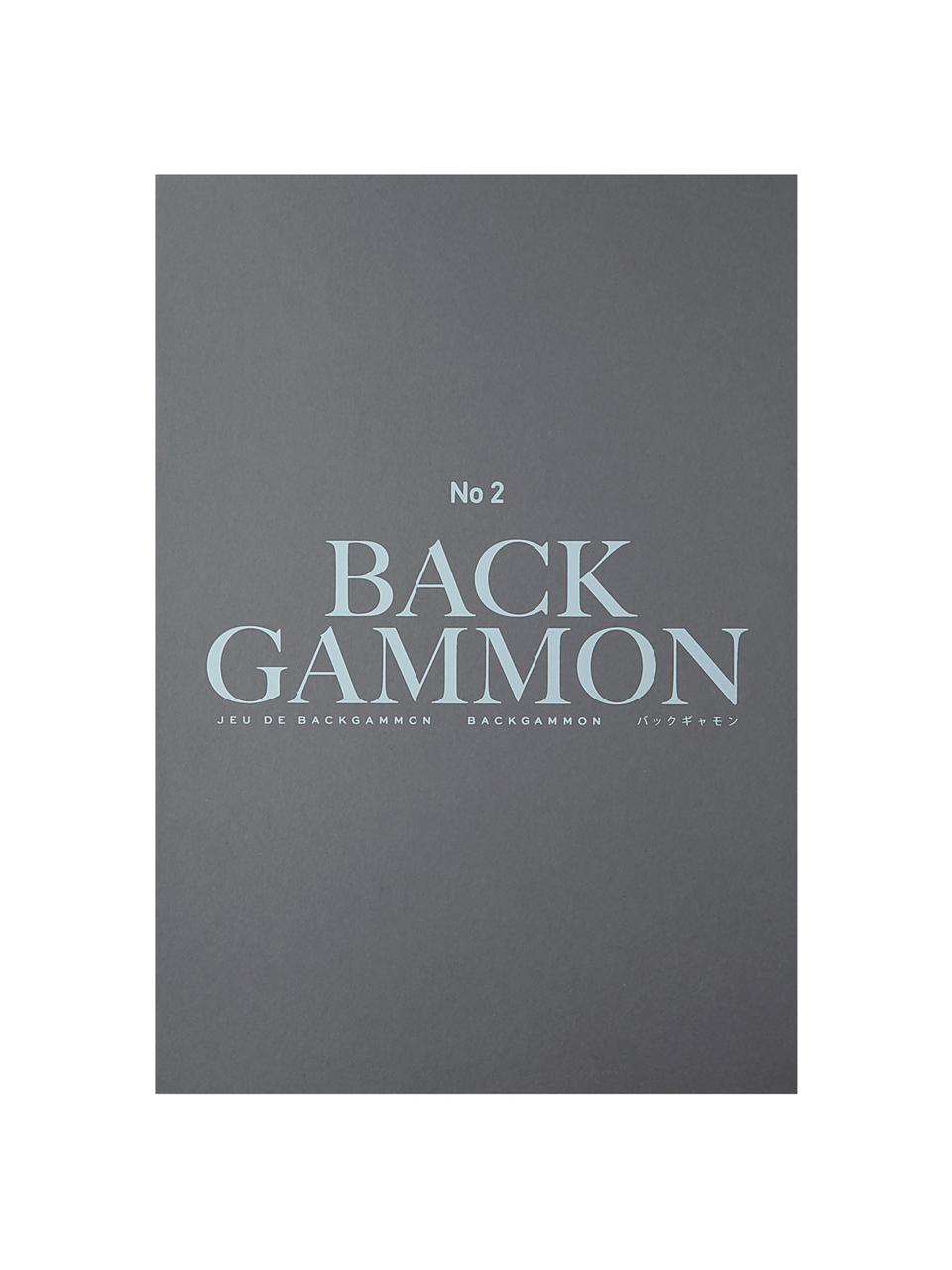 Juego de Backgammon, Papel, acrílico, Gris, negro, turquesa, blanco, Ancho 31 x Alto 5 cm