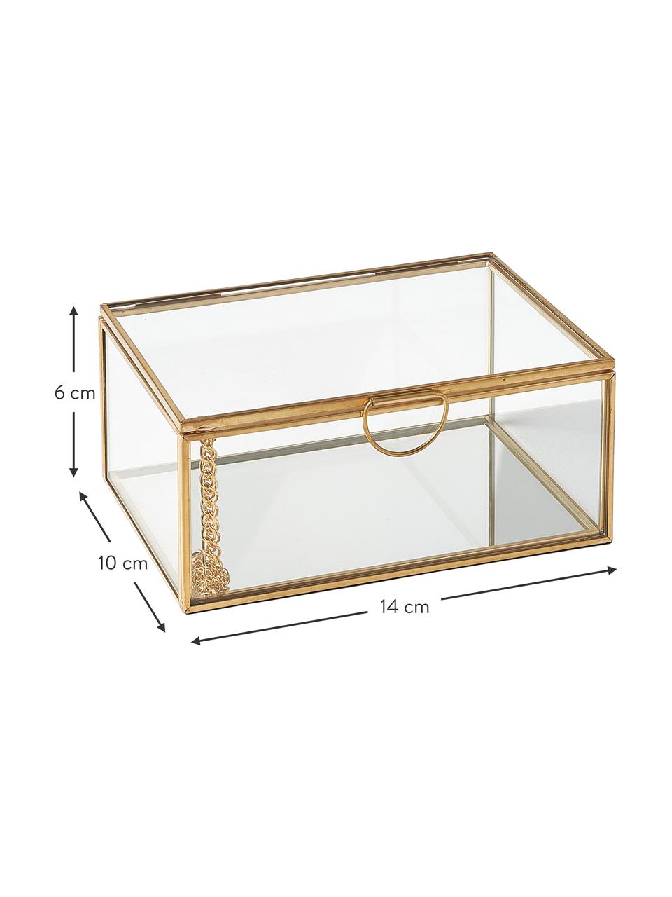 Aufbewahrungsbox Lirio aus Glas, Rahmen: Metall, beschichtet, Transparent, Messingfarben, B 14 x T 10 cm