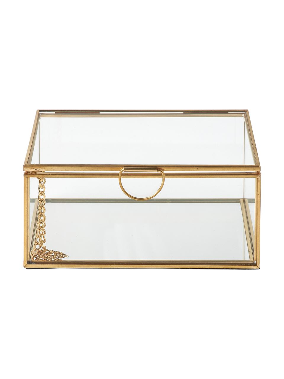 Caja de vidrio Lirio, Transparente, latón, An 14 x F 10 cm