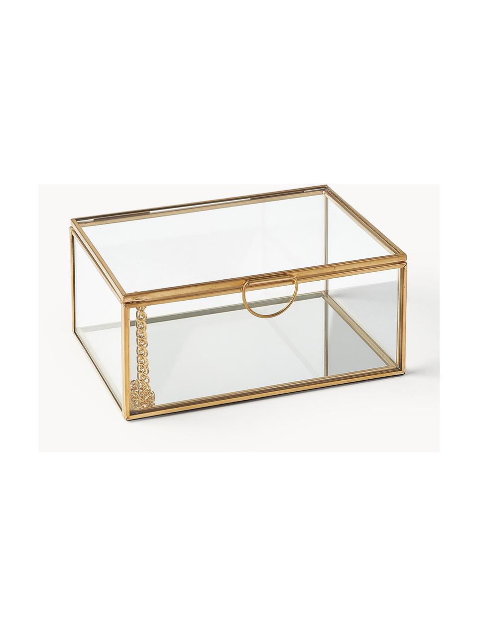 Caja de vidrio Lirio, Transparente, dorado, An 14 x F 10 cm