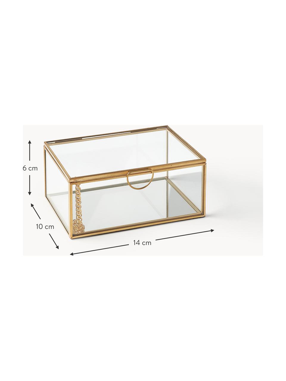 Pudełko do przechowywania ze szkła Lirio, Stelaż: metal powlekany, Transparentny, odcienie złotego, S 14 x G 10 cm