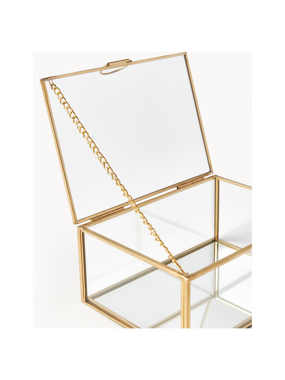 Caja de vidrio Lirio, Transparente, dorado, An 14 x F 10 cm