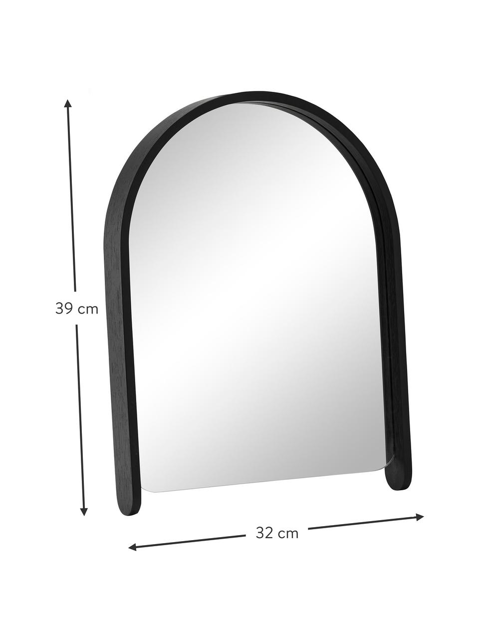 Miroir mural en bois de chêne Woody, Noir, larg. 32 x haut. 39 cm