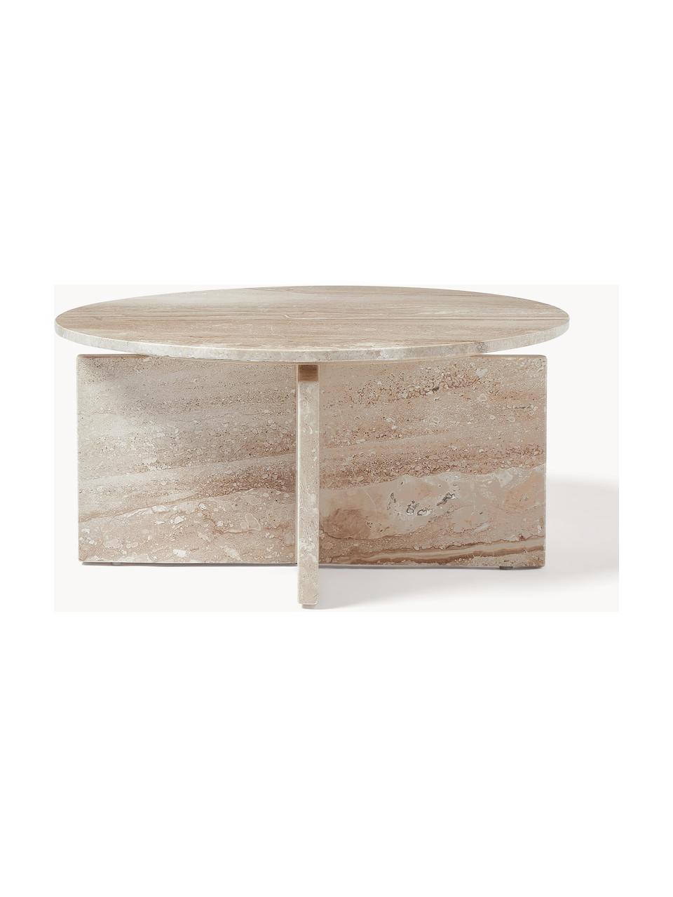 Kulatý konferenční stolek z travertinu Marisa, Béžový travertin, Ø 70 cm, V 33 cm