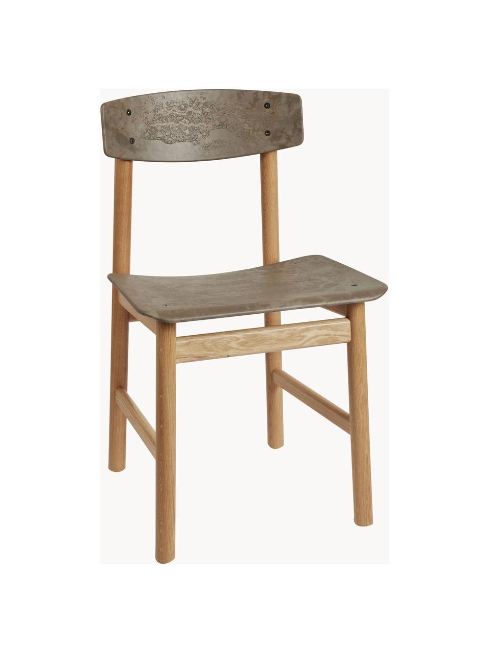 Handgemaakte houten stoel Consciouos, Frame: eikenhout, FSC-gecertific, Greige, licht eikenhout, B 47 x D 47 cm