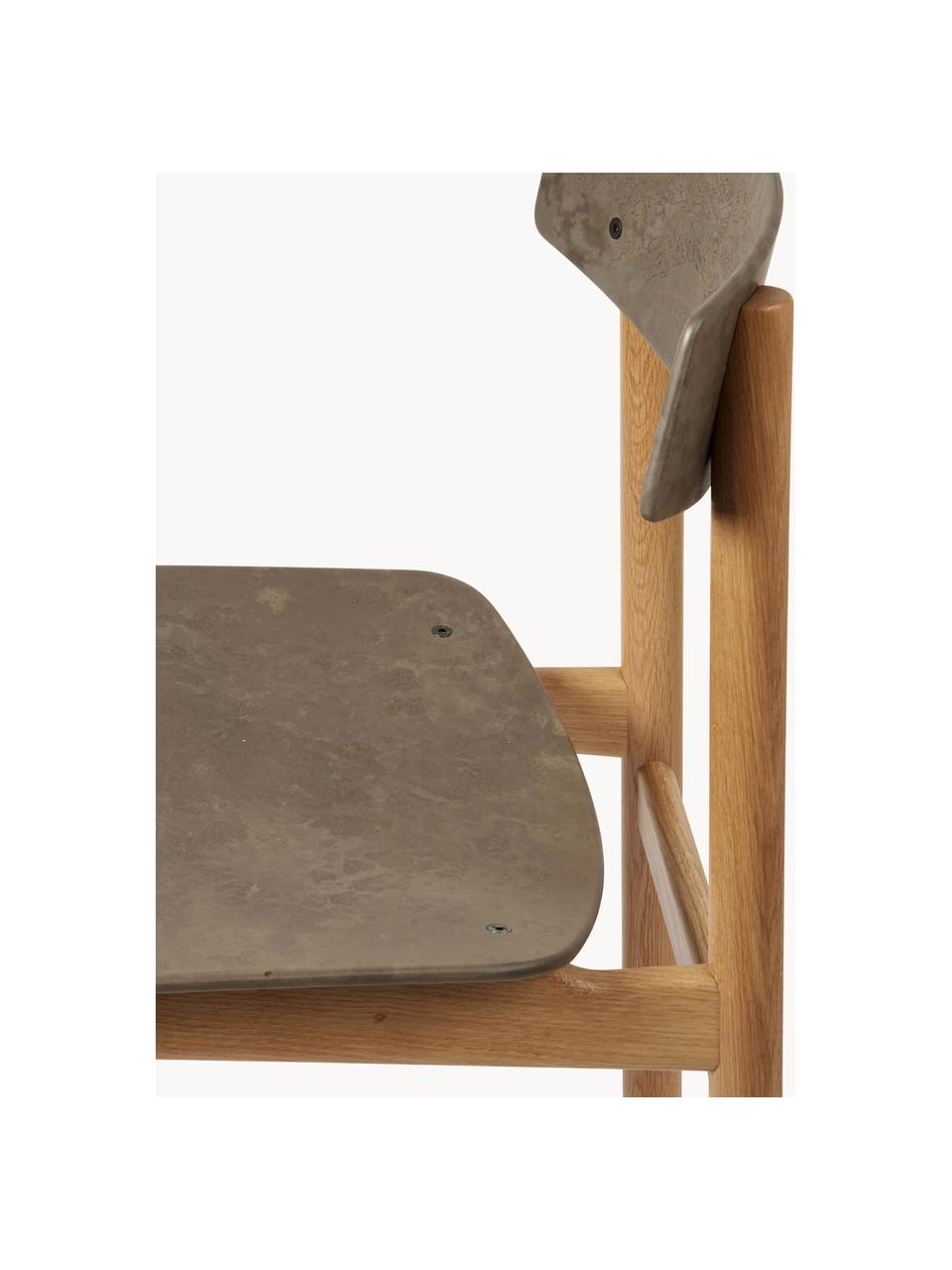 Chaise en bois artisanale Conscious, Grège, bois de chêne, clair, larg. 47 x prof. 47 cm