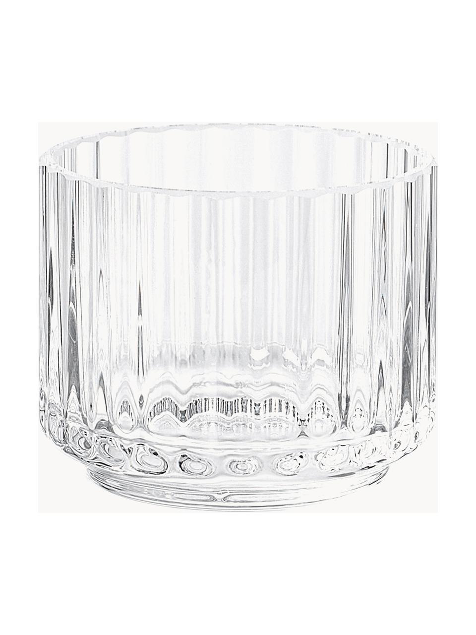 Mundgeblasener Teelichthalter Lyngby mit geriffelter Oberfläche, Glas, Transparent, Ø 7 x H 6 cm