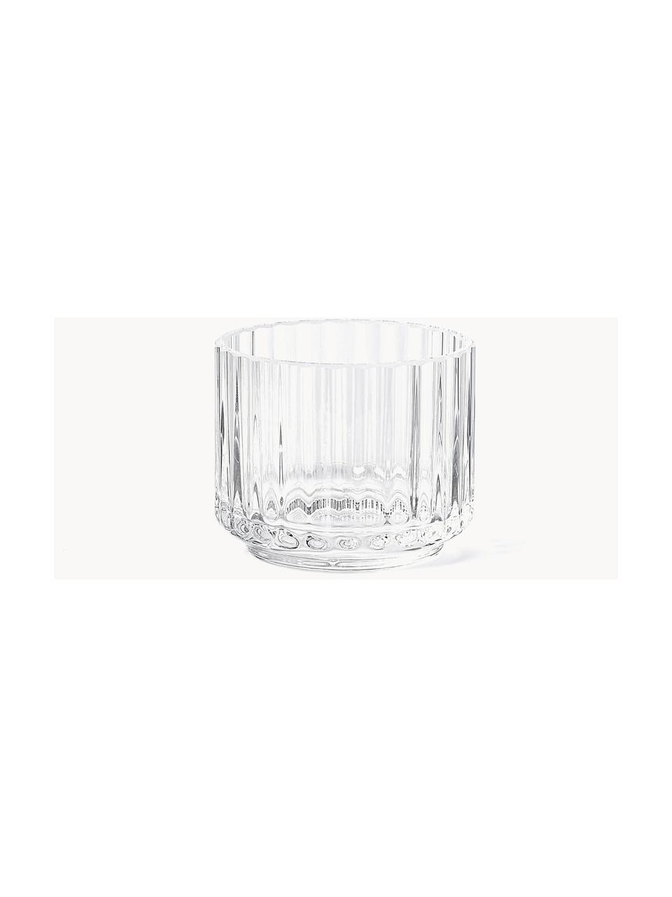 Mundgeblasener Teelichthalter Lyngby mit geriffelter Oberfläche, Glas, Transparent, Ø 7 x H 6 cm