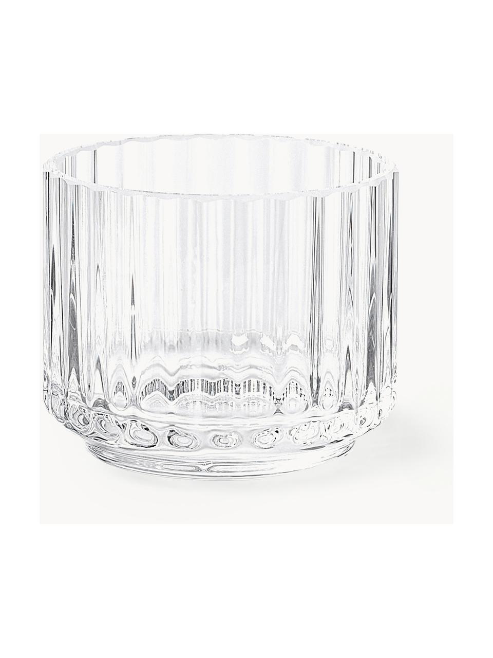 Mundgeblasener Teelichthalter Lyngby mit geriffelter Oberfläche, Glas, Transparent, Ø 7 x H 6 cm