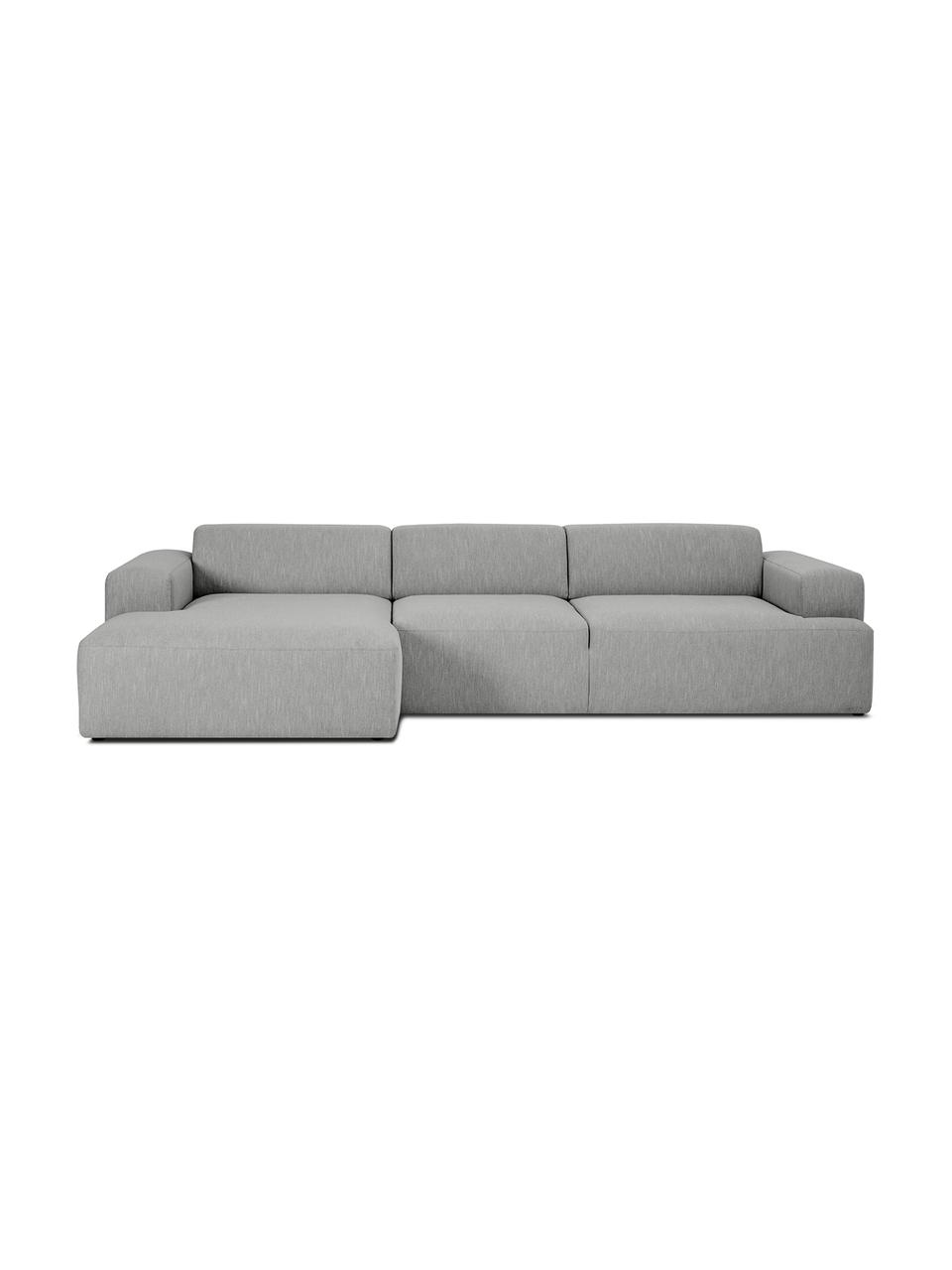 Canapé d'angle 4 places gris Melva, Tissu gris