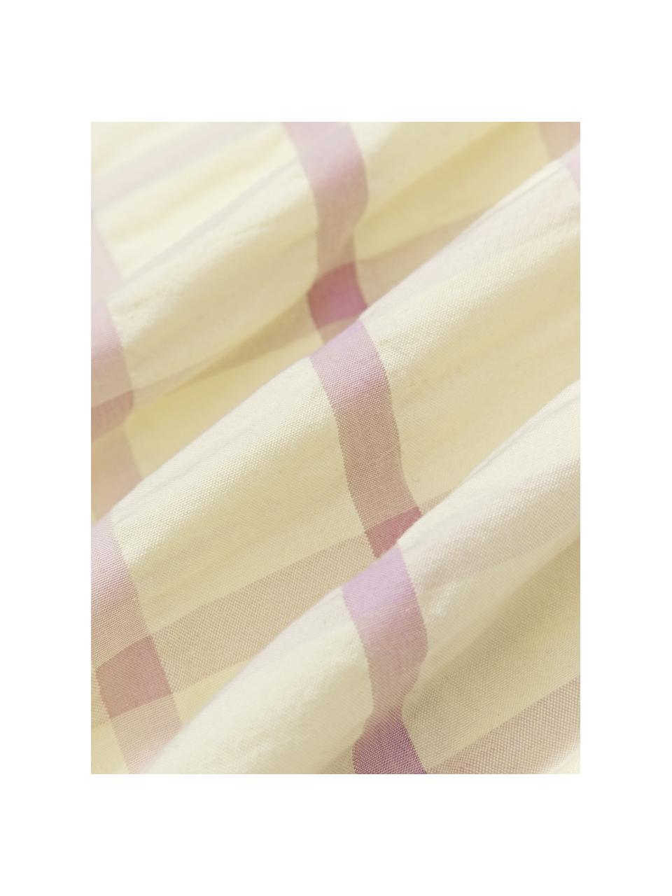 Karierter Seersucker-Bettdeckenbezug Leonita, Webart: Seersucker Fadendichte 15, Hellgelb, Lavendel, B 135 x L 200 cm