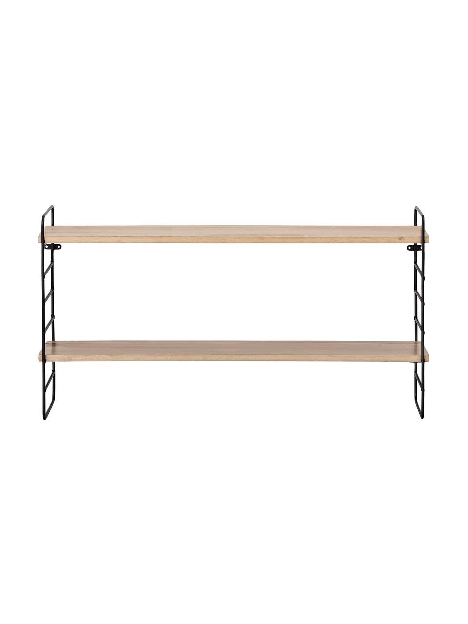 Klein wandrek North met metalen frame, Frame: gecoat metaal, Zwart, bruin, 65 x 35 cm