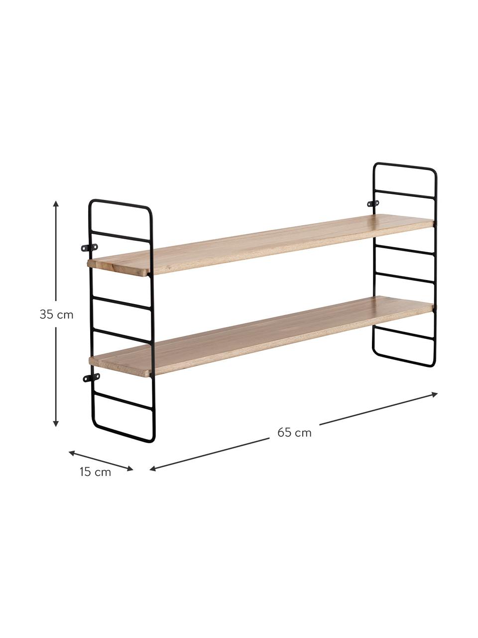 Kleines Wandregal North mit Metallgestell, Gestell: Metall, beschichtet, Schwarz, Braun, 65 x 35 cm