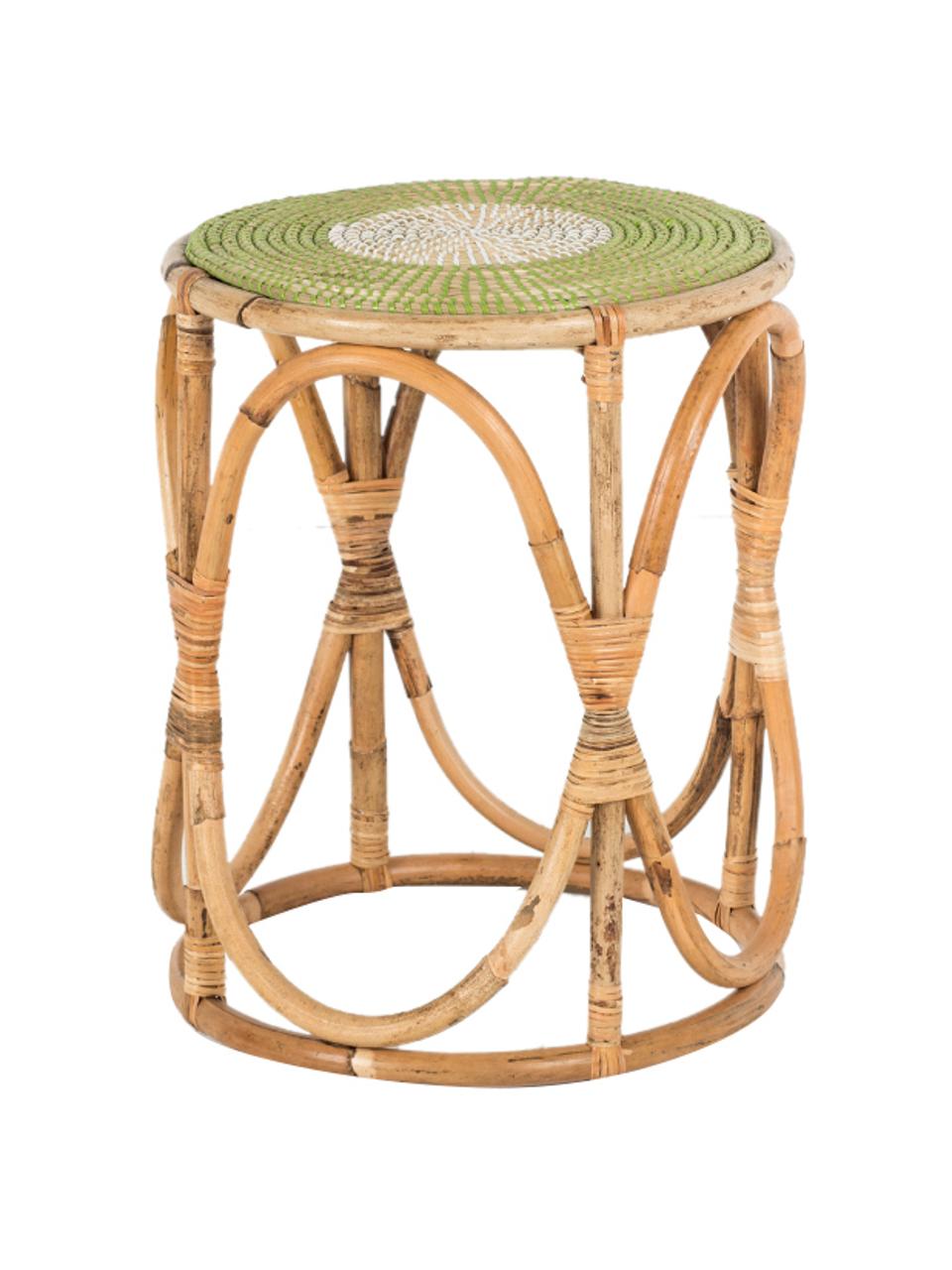 Ratanový odkládací stolek Dennise, Béžová, zelená, bílá