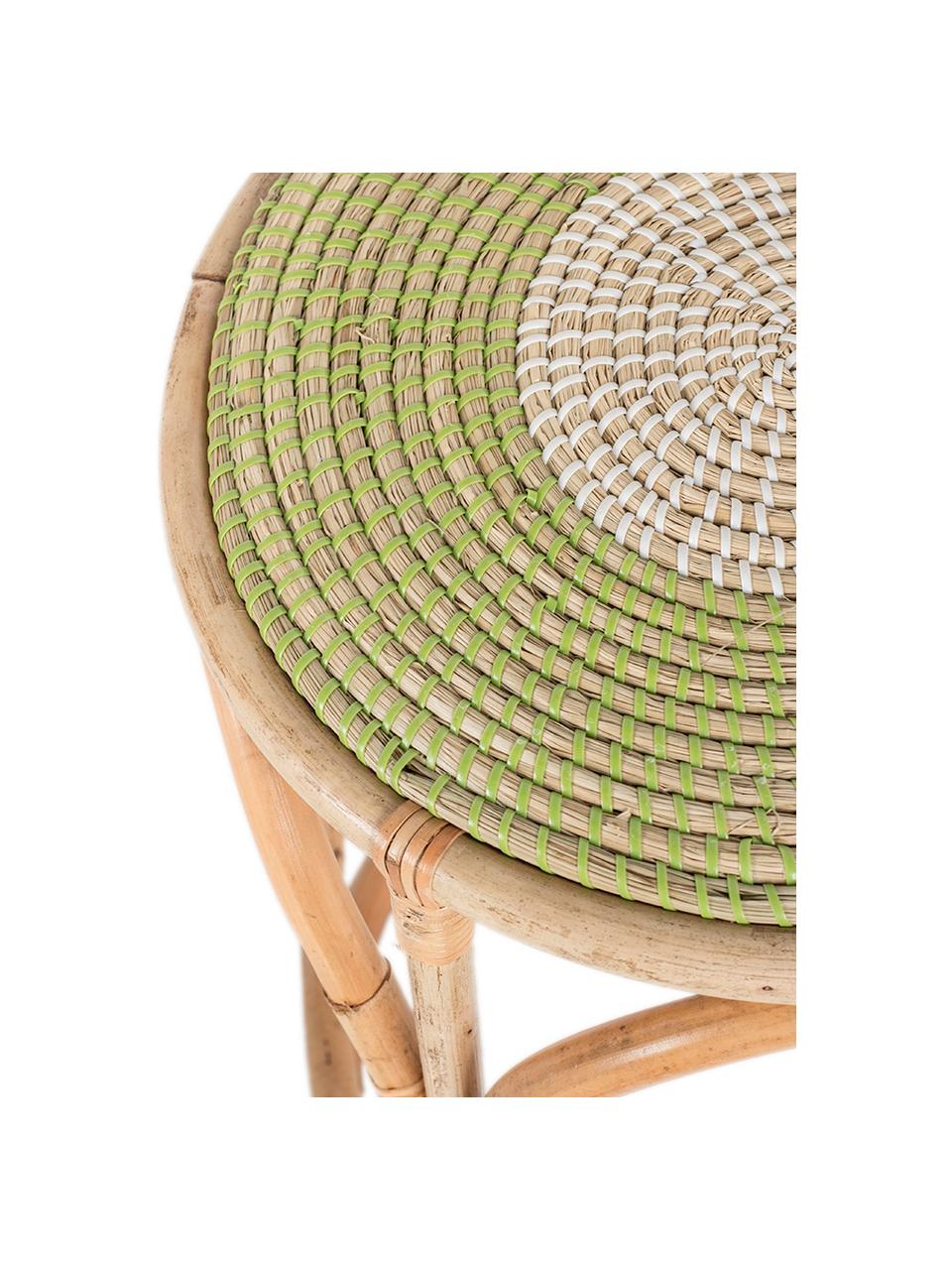 Tavolino in rattan beige/verde Dennise, Gambe: rattan, Beige, verde, bianco, Ø 41 x Alt. 50 cm