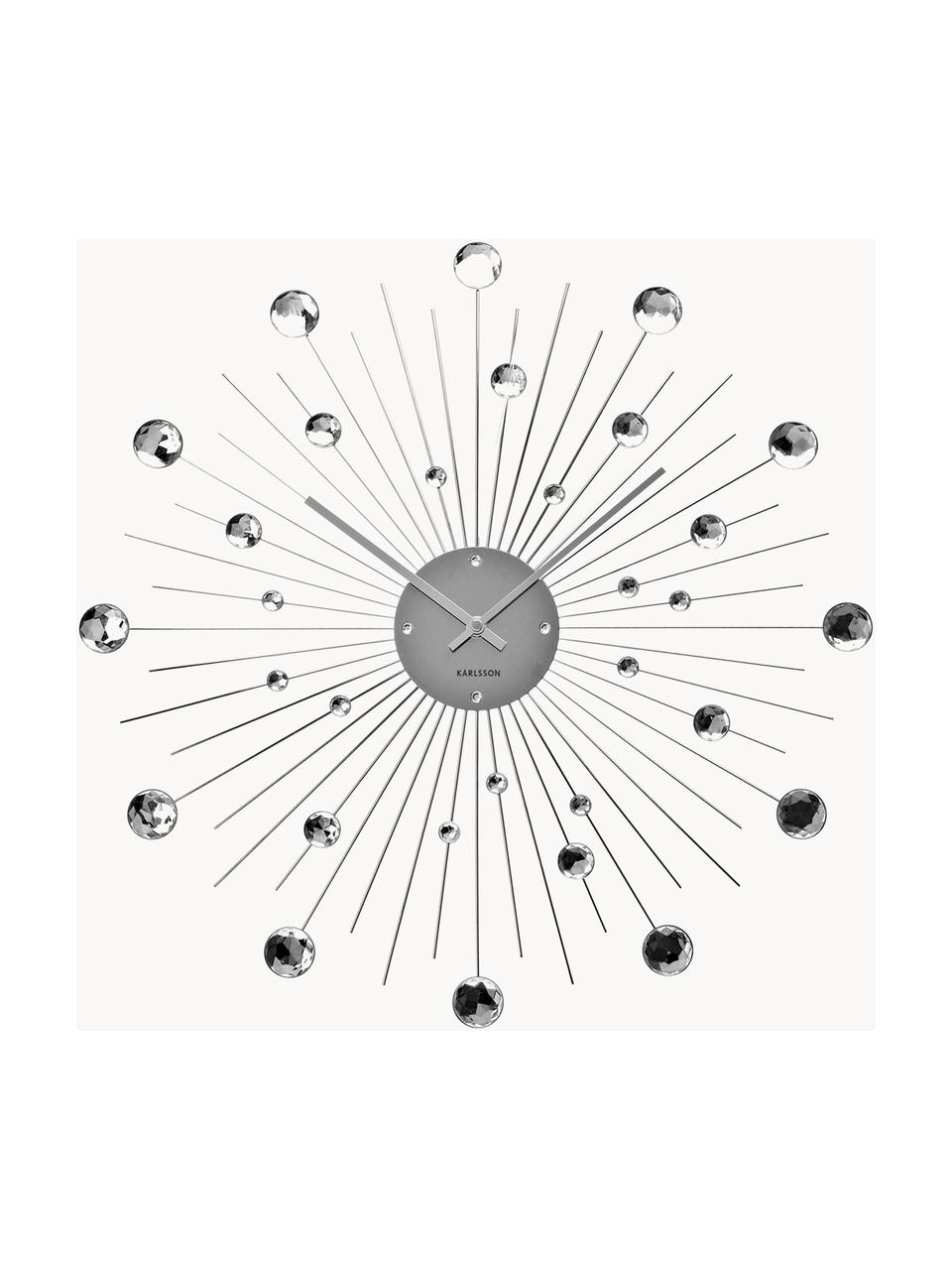 Zegar ścienny Sunburst, Metal powlekany, Odcienie srebrnego, Ø 50 cm