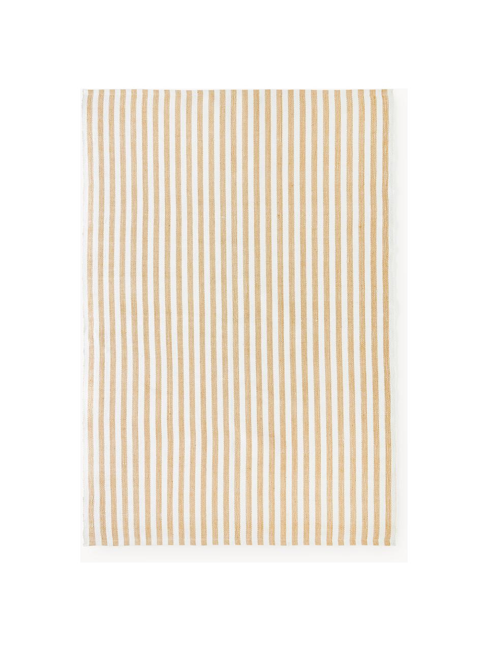 Ručně tkaný interiérový/exteriérový koberec Lyla, 100 % polyester, certifikace GRS, Bílá, okrová, Š 80 cm, D 150 cm (velikost XS)