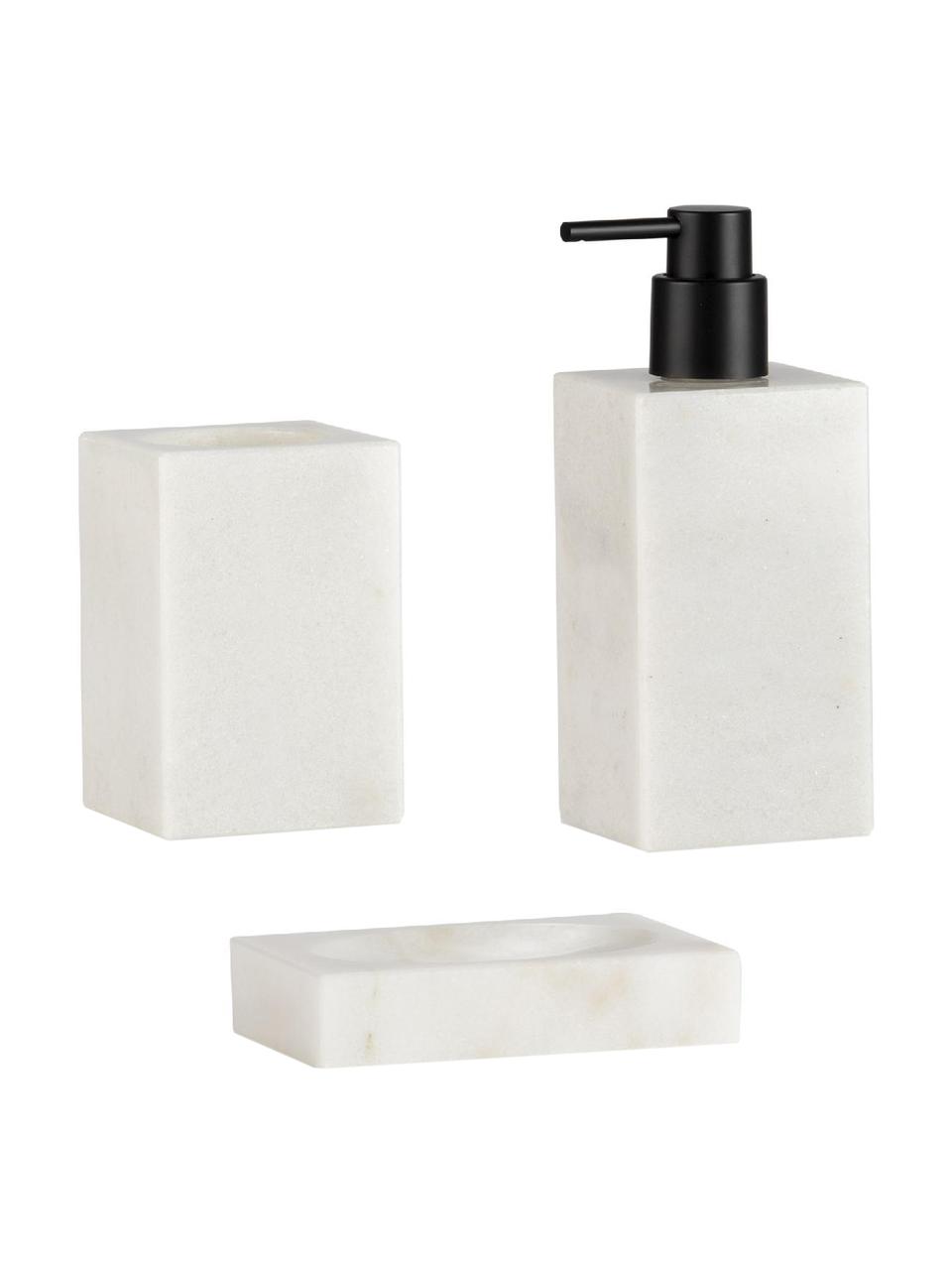 Dosificador de jabón de mármol Andre, Mármol, Mármol blanco, negro, Ø 7 x Al 18 cm