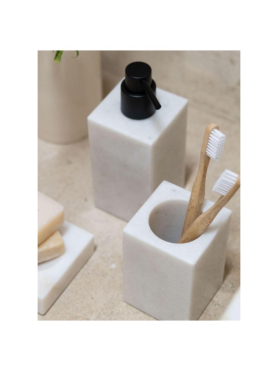 Distributeur de savon en marbre Andre, Marbre, Blanc, marbré, noir, Ø 7 x haut. 18 cm