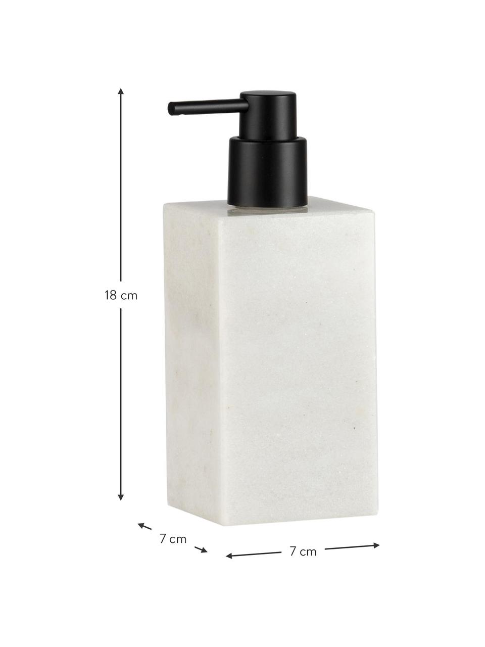 Marmeren zeepdispenser Andre, Marmer, Wit, gemarmerd, zwart, Ø 7 x H 18 cm