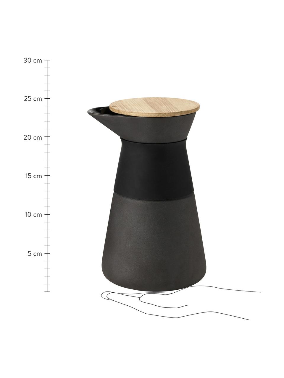 Caffettiera opaco Theo, Coperchio: legno di bambù, Manico: termoisolante silicone, Nero, 600 ml