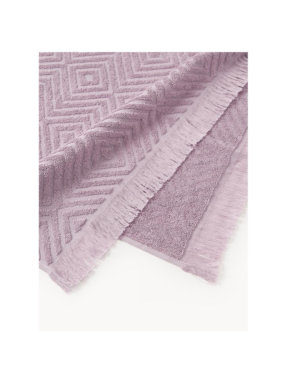 Handtuch-Set Jacqui mit Hoch-Tief-Muster, in verschiedenen Setgrößen, Lavendel, 3er-Set (Gästehandtuch, Handtuch & Duschtuch)