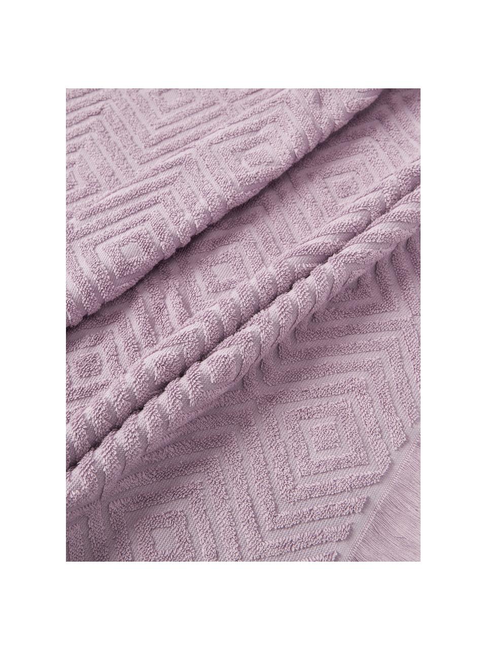 Handdoekenset Jacqui met hoog-laag patroon, in verschillende setgroottes, Lavendel, Set van 3 (gastendoekje, handdoek & douchehanddoek)