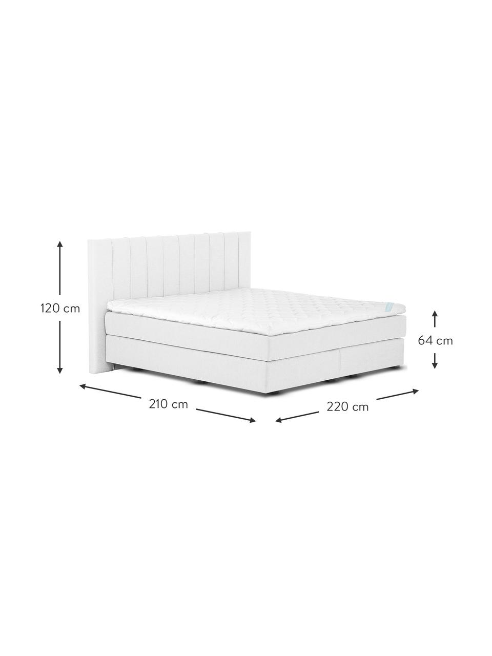 Premium boxspring bed Lacey in lichtgrijs, Matras: 7-zones-pocketverenkern m, Poten: massief gelakt beukenhout, Geweven stof lichtgrijs, 140 x 200 cm