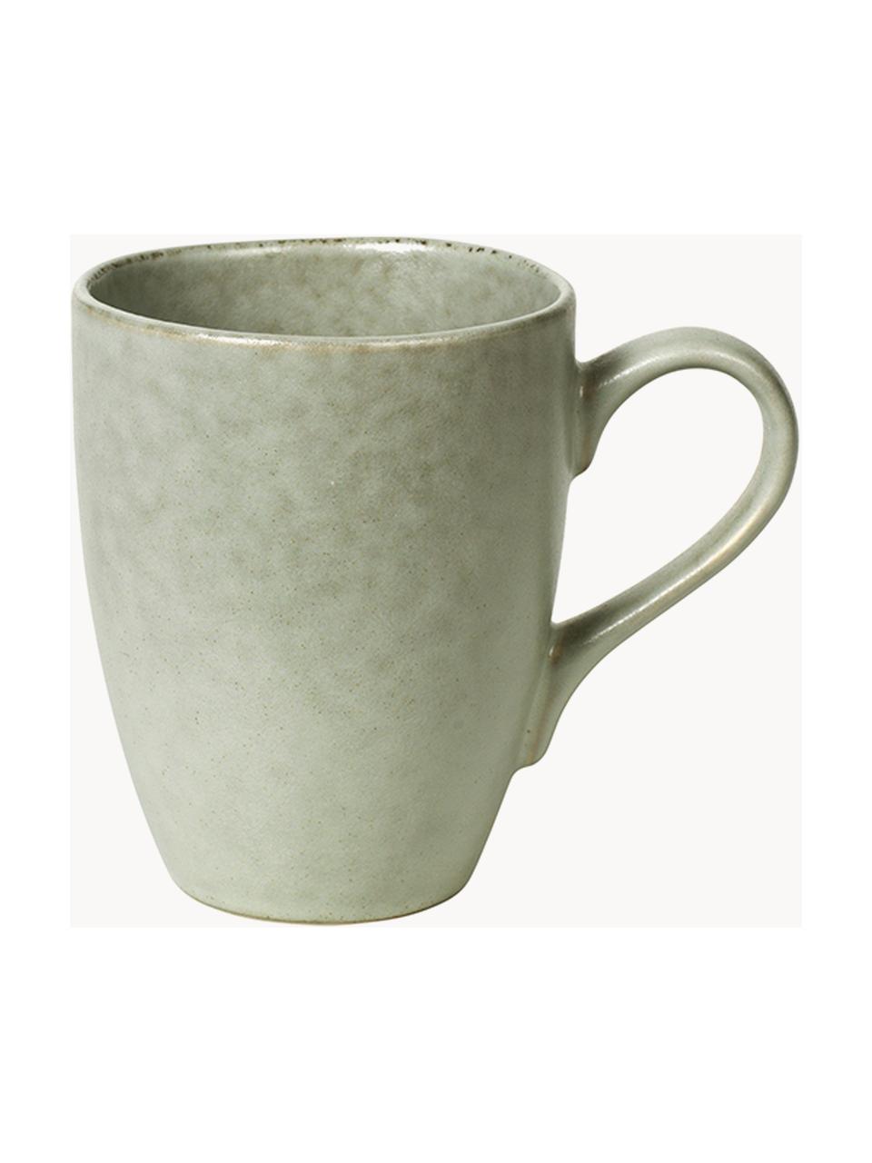 Tasses artisanales Nordic Marsh, 250 ml, 2 pièces, Grès cérame émaillé, Vert sauge, chiné, Ø 8 x haut. 10 cm, 250 ml