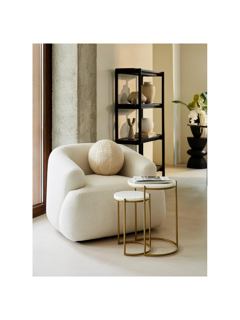 Marmor-Beistelltisch-Set Ella, 2-tlg., Weiß, marmoriert, Goldfarben, Set mit verschiedenen Größen