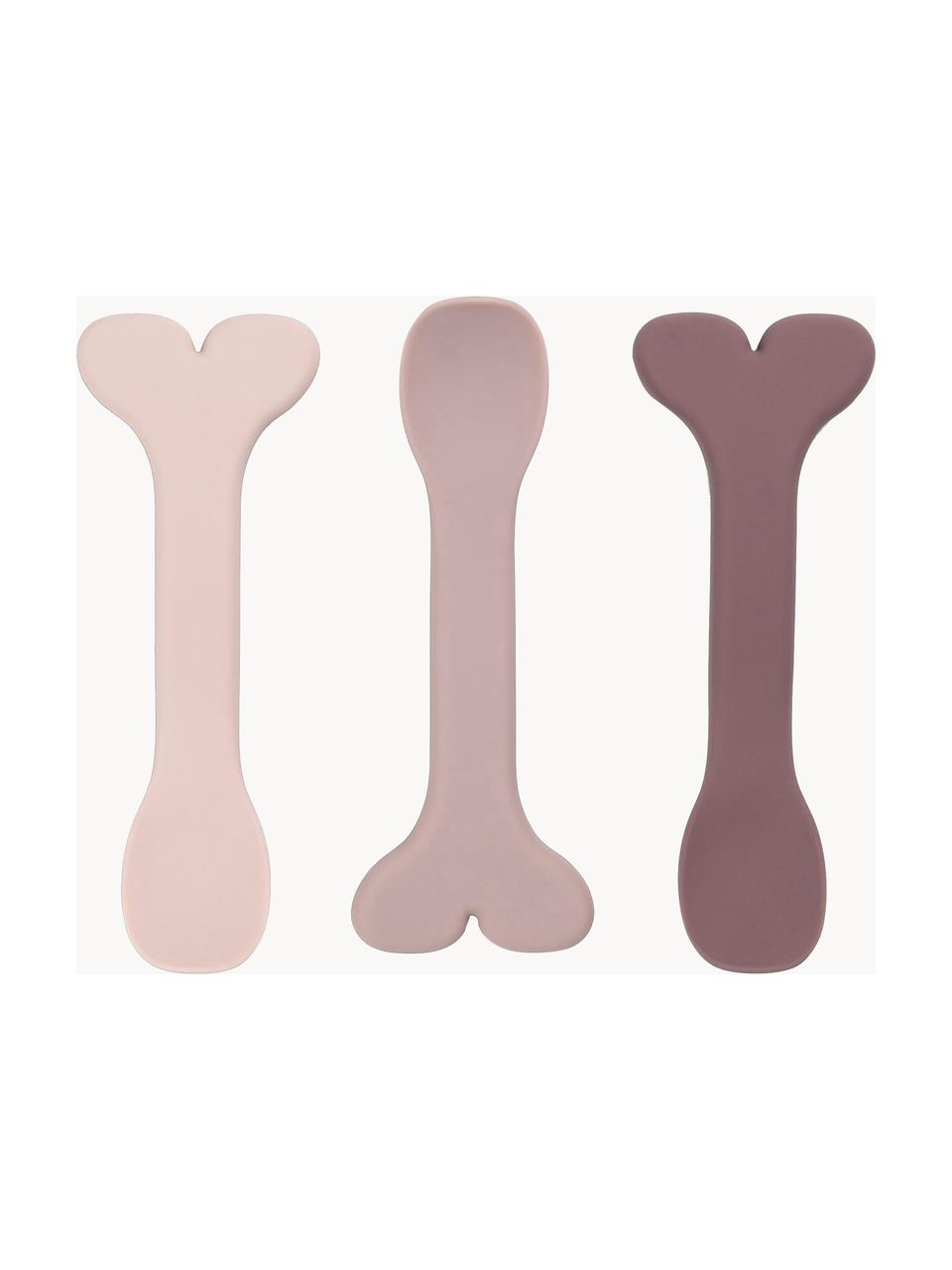 Kinderlöffel Wally, 3er-Set, 100 % Silikon, BPA-frei, Hellrosa, Altrosa, Mauve, L 11 cm