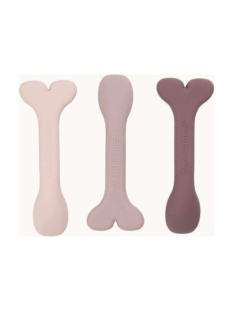 Kinderlöffel Wally, 3er-Set, 100 % Silikon, BPA-frei, Hellrosa, Altrosa, Mauve, L 11 cm