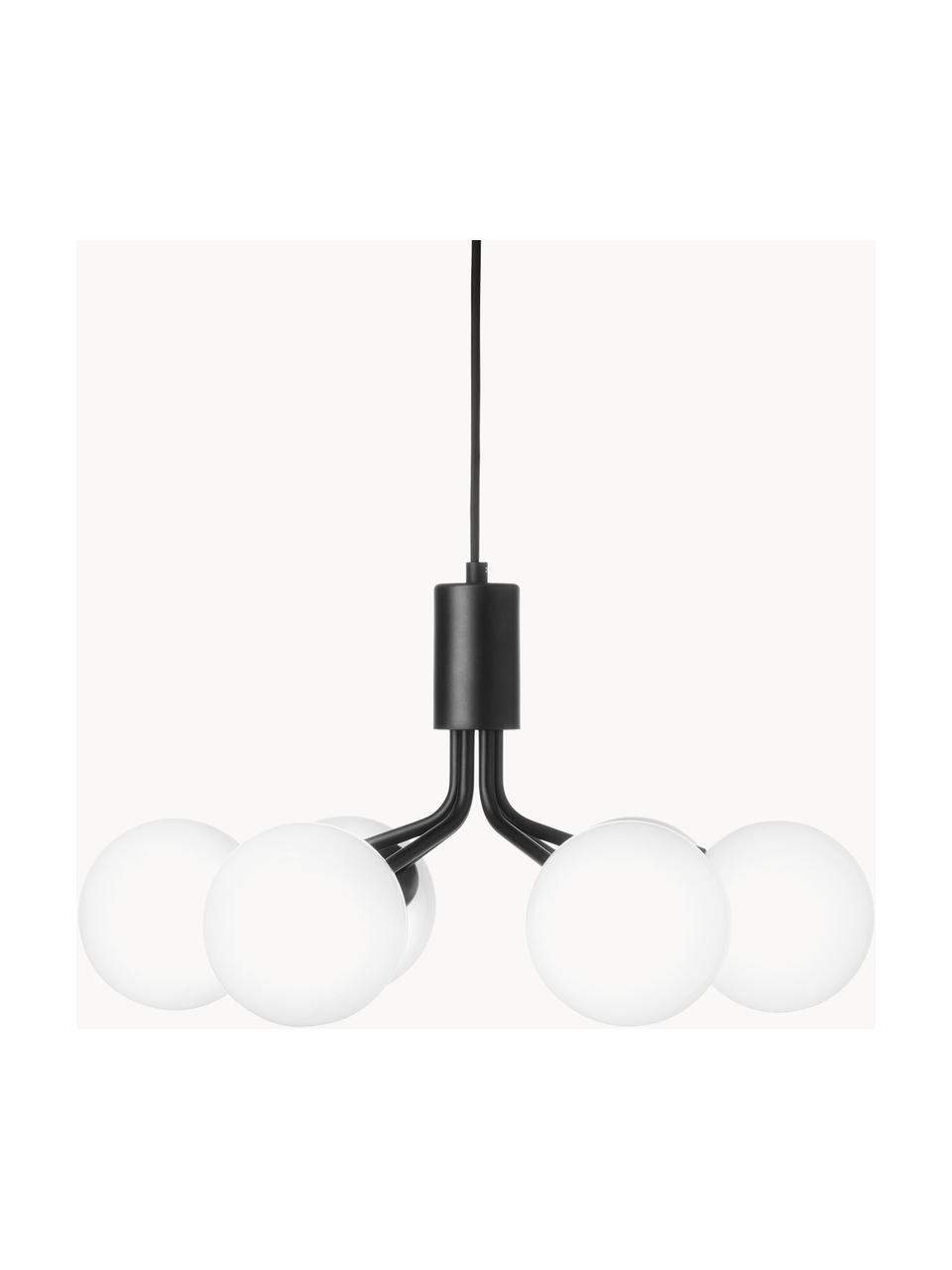 Hanglamp met glazen bollen Apiales, Zwart, wit, Ø 50 x H 26 cm