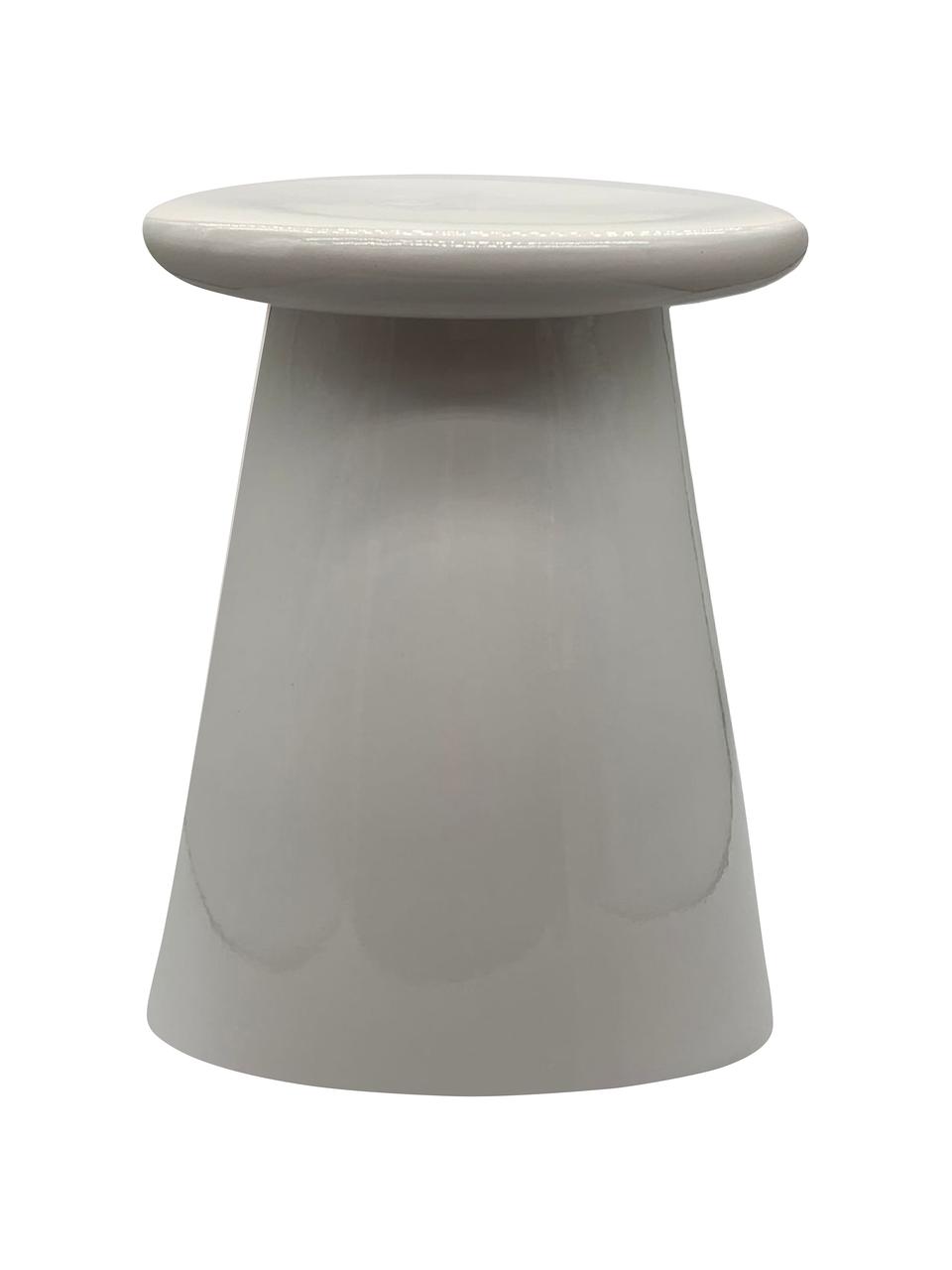 Tavolino fatto a mano in ceramica taupe Button, Ceramica, Taupe, Ø 35 x Alt. 45 cm