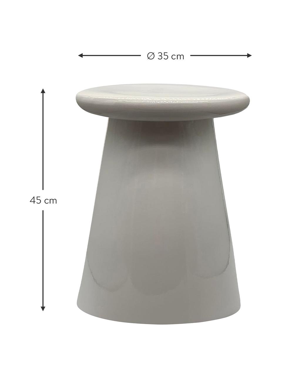 Mesa auxiliar artesanal de cerámica Button, Cerámica, Gris pardo, Ø 35 x Al 45 cm