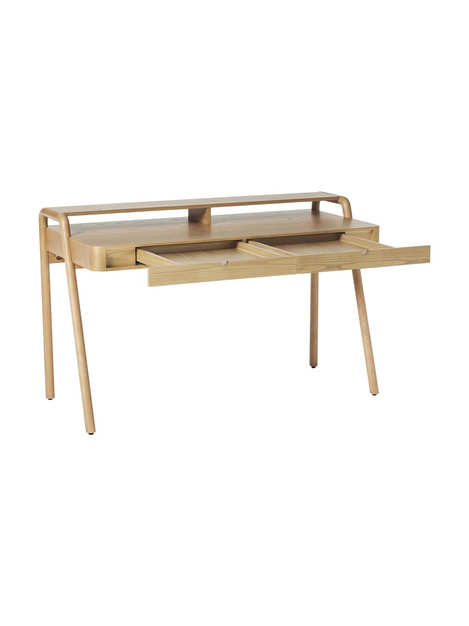 Bureau en bois de frêne Evrak, Bois de frêne clair, larg. 139 x long. 87 cm