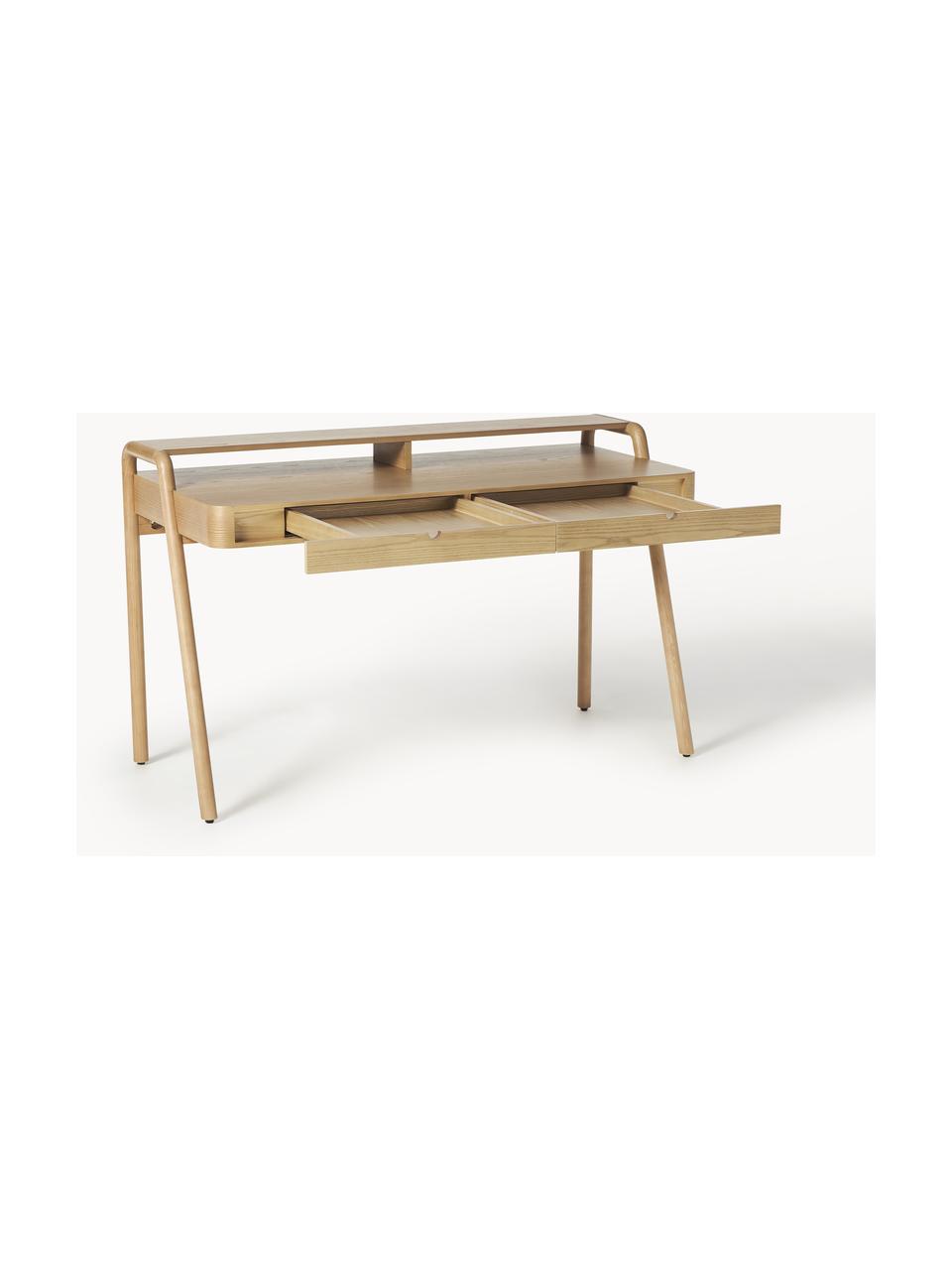 Psací stůl Evrak, Světlé jasanové dřevo, Š 139 cm, H 65 cm