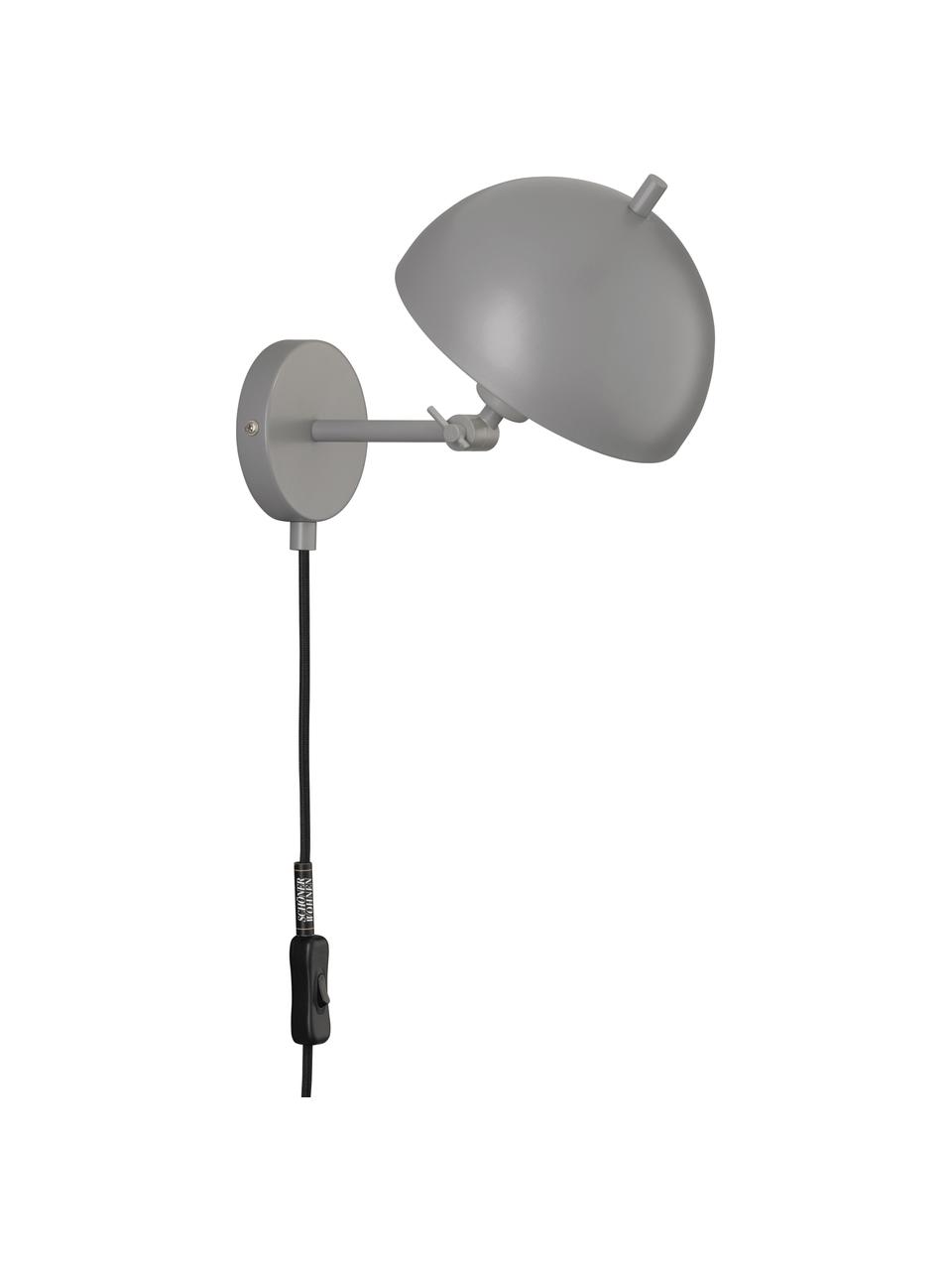 Retro-Wandleuchte Kia mit Stecker, Lampenschirm: Metall, beschichtet, Grau, 20 x 25 cm