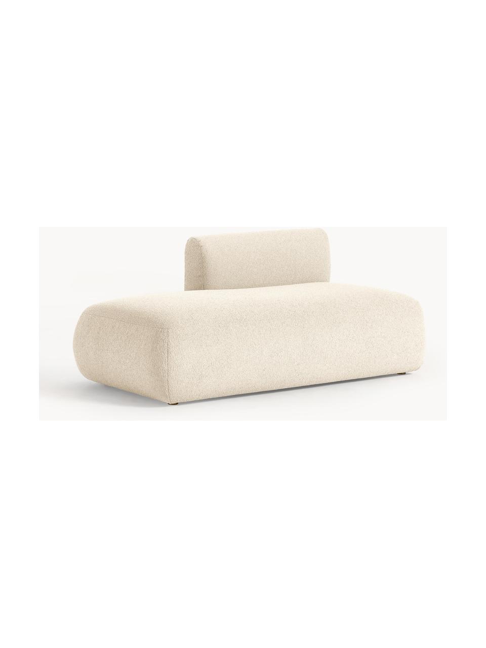 Diván modular en tejido bouclé Sofia, Tapizado: tejido bouclé (100% polié, Estructura: madera de pícea, tablero , Patas: plástico Este producto es, Bouclé beige claro, An 159 x F 103 cm, respaldo izquierdo