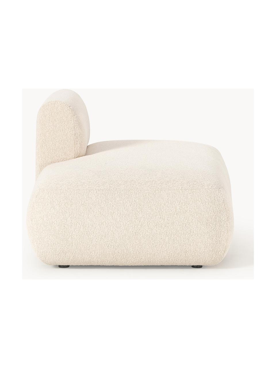 Diván modular en tejido bouclé Sofia, Tapizado: tejido bouclé (100% polié, Estructura: madera de pícea, tablero , Patas: plástico Este producto es, Bouclé beige claro, An 159 x F 103 cm, respaldo izquierdo