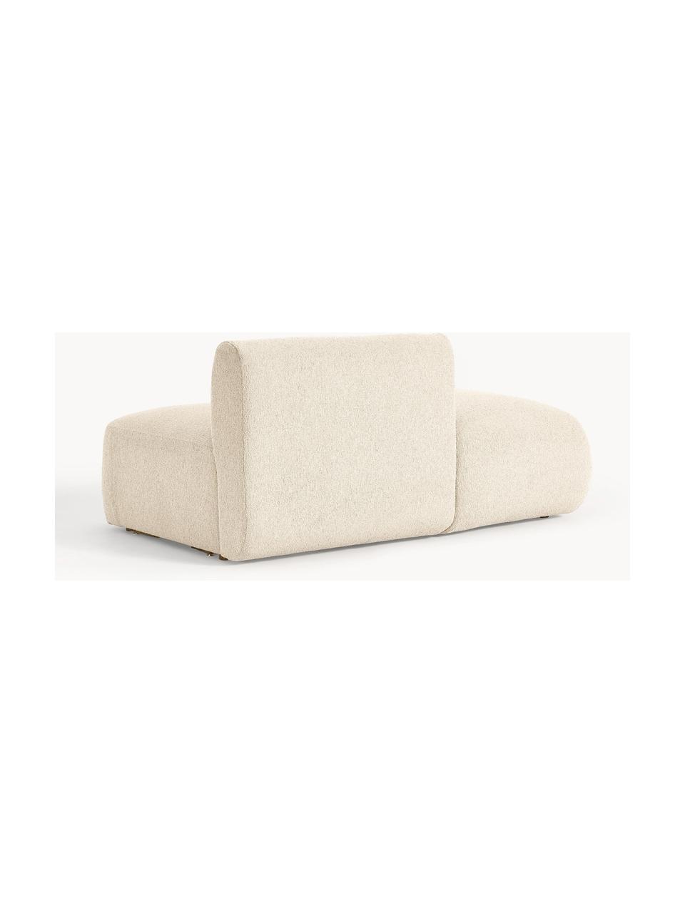 Diván modular en tejido bouclé Sofia, Tapizado: tejido bouclé (100% polié, Estructura: madera de pícea, tablero , Patas: plástico Este producto es, Bouclé beige claro, An 159 x F 103 cm, respaldo izquierdo