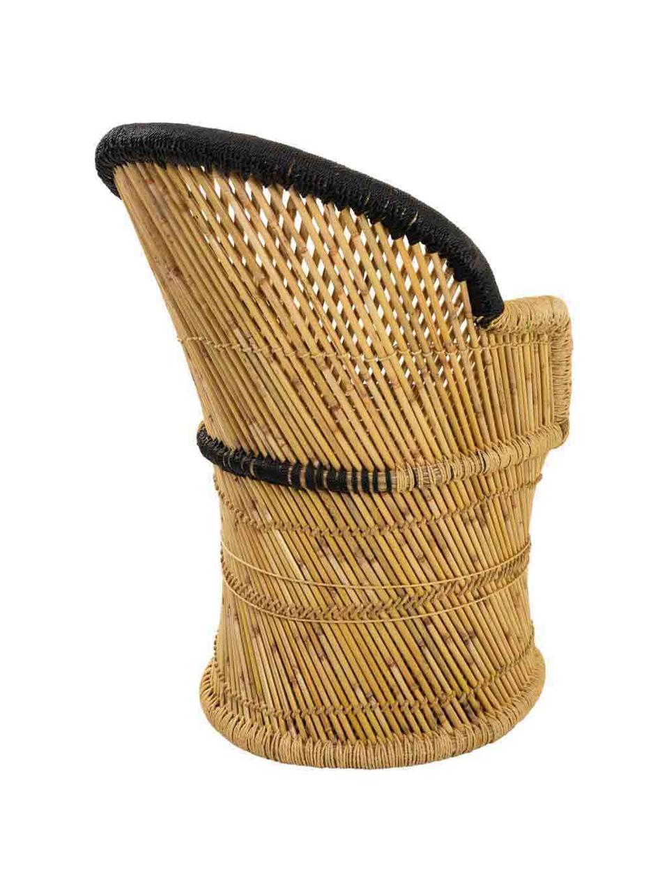 Venkovní bambusové křeslo Ariadna, Bambusové dřevo, lano, Bambus, černá, Š 46 cm, H 63 cm